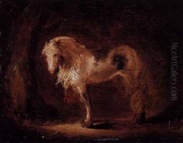 Study Of A Pony Standing Next To A Tree - view 1