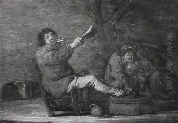 Boors Drinking And Eating In A Hovel - view 1