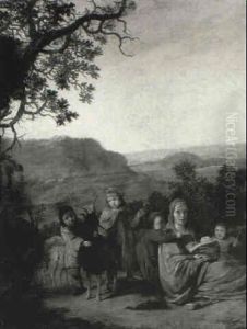 Shepherdess And Children With A Goat by Benjamin Gerritsz Cuyp