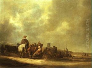 Fisherfolk By The Seashore by Benjamin Gerritsz Cuyp