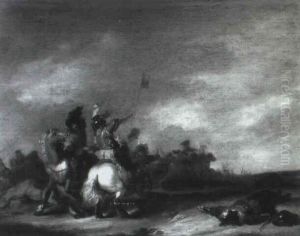 Combat De Cavaliers by Benjamin Gerritsz Cuyp
