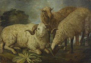 A Ram And Two Sheep Resting In A Landscape by Jacob Gerritsz Cuyp