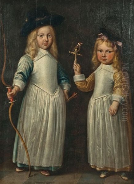 Portrait De Deux Enfants En Pieds - view 1