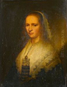 Portrait De Jeune Femme Au Col De Dentelle Et Pendentif