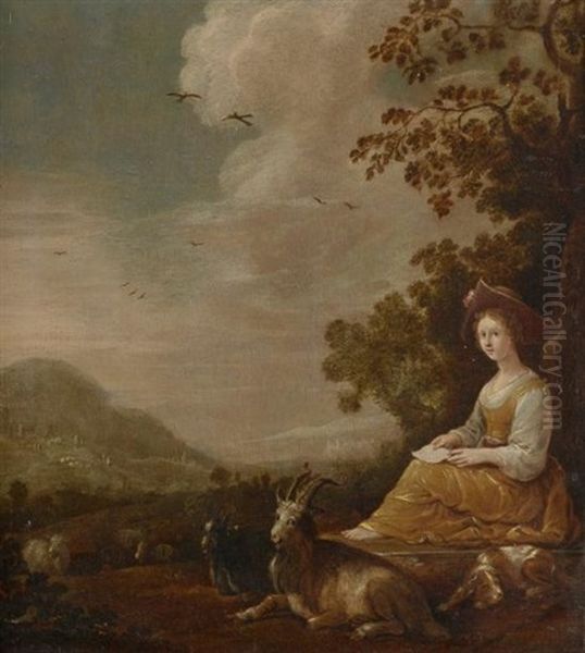 Jeune Bergere Et Son Troupeau - view 1