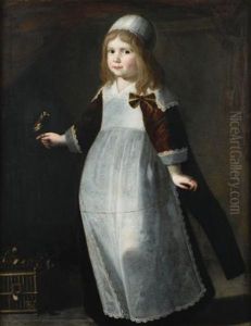 Portrait De Petite Fille Tenant Un Chardonneret by Jacob Gerritsz Cuyp