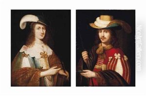 Portrait Of A Lady, As Granida, Half-length... (+ Portrait Of A Gentleman, As Daifilo, Half-length, In A Red Coat With Slashed Sleeves...; Pair) Portrait Of A Lady, As Granida, Half-length... (+ Portrait Of A Gentleman, As Daifilo, Half-length, In A Red Coat With Slashed Sleeves...; Pair)