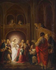 Christus Erscheint Dem Unglaubigen Thomas, Der Seine Finger In Das Wundmal Christi Legt by Jacob Gerritsz Cuyp