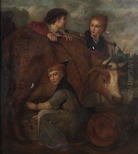 Trois Paysans Pres D'un Moulin by Jacob Gerritsz Cuyp