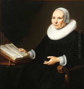 Portrait Of A Lady In A Chair Holding A Book