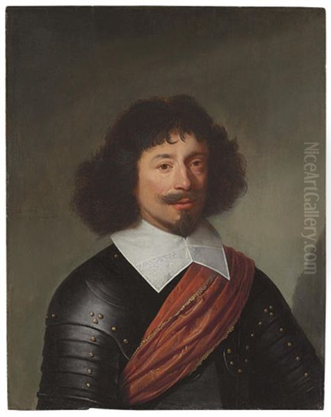 Portrait Of An Officer In Armor, With A Red Sash - view 1