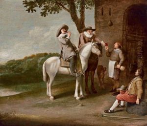 Zwei Reiter Halten Vor Dem Wirtshaus by Jacob Gerritsz Cuyp