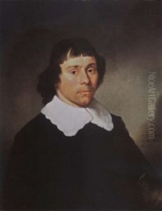 A Portrait Of A Young Man, Aged 24, Wearing A Black Coat And A White Lace Collar Holding A Glove In His Left Hand