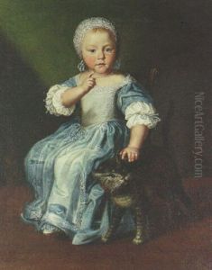 Portrait Of A Girl, Seated Full-length, In A Blue Dress And White Cap, With Cat At Her Side Portrait Of A Girl, Seated Full-length, In A Blue Dress And White Cap, With Cat At Her Side