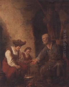 A Beggar Asking For Food From A Peasant Woman A Beggar Asking For Food From A Peasant Woman