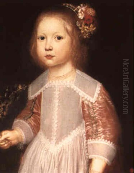 Portrait Of A Young Girl Holding Flowers - view 1