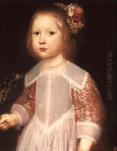 Portrait Of A Young Girl Holding Flowers by Jacob Gerritsz Cuyp