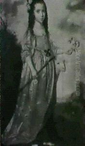 A Portrait Of A Young Girl Standing, Full-length, In A      Landscape Holding A Shepherd's Staff And A Rose...
