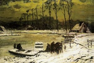 Pont Aan De Leie In De Winter by Alfons De Cuyper