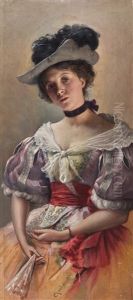 Lady With A Fan by Wladislaw Czachorski