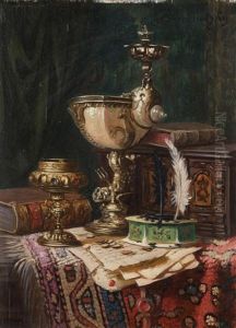 Stilleben Mit Teppich, Buchern Und Nautiluspokal