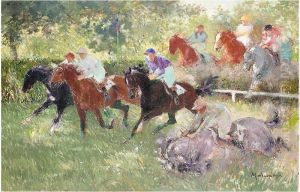 Racing At Auteuil by Louis Ferdinand Antoni