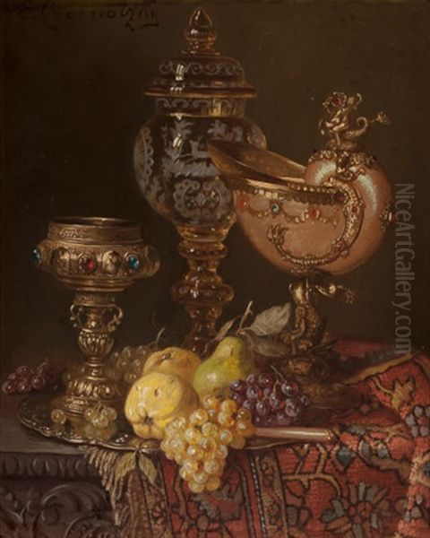 Still Life With Shell Goblet, Fruit And Antiques - view 1
