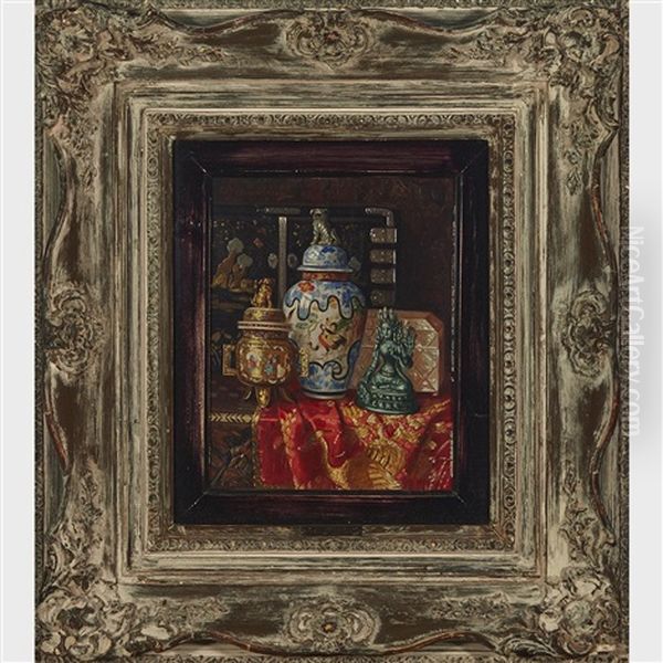 Still Life With Oriental Porcelains And Cabinet - view 1