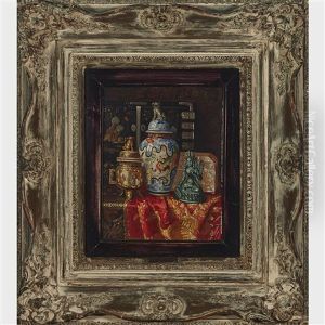 Still Life With Oriental Porcelains And Cabinet by Ernst Czernotzky