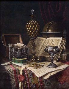 Still Life With Cup, Box And Globe On An Oriental Carpet