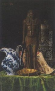 Stilleben Mit Agyptischer Statuette by Ernst Czernotzky