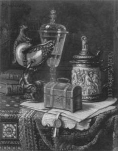 Stilleben Mit Nautiluspokal, Kristallpokal Und Elfenbeinkrug by Ernst Czernotzky