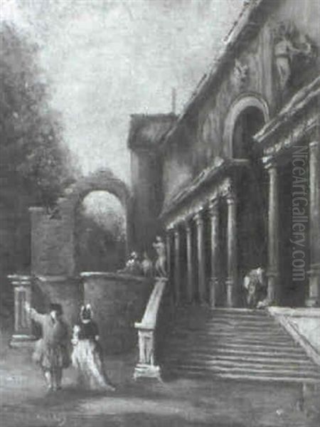 Elegante Gesellschaft Vor Einem Schloss - view 1