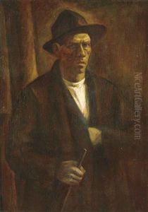 Self Portrait With A Crosier by Dezsoe Czigany