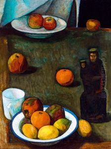 Still-life With Fruits And Statue by Dezsoe Czigany