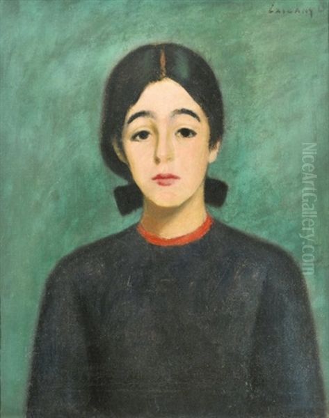 Girl With Bow In A Green Room - view 1
