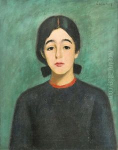 Girl With Bow In A Green Room