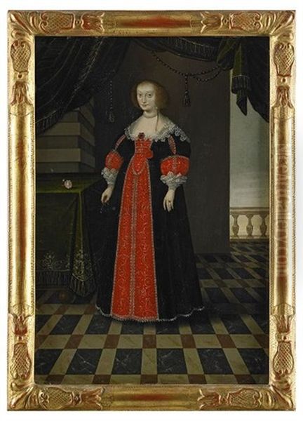 Portratt Av Drottning Maria Eleonora Av Sverige, Fodd Prinsessa Av Brandenburg - Staende Helfigur I Interior - view 1