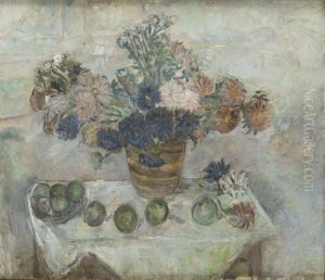 Still Life With Flowers And Apples by Tytus Czyzewski