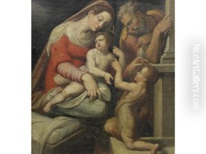 The Holy Family With The Infant Saint John The Baptist by Girolamo Siciolante Da Sermoneta