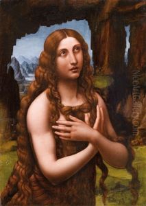 Maria Magdalena In Einer Felsigen Landschaft