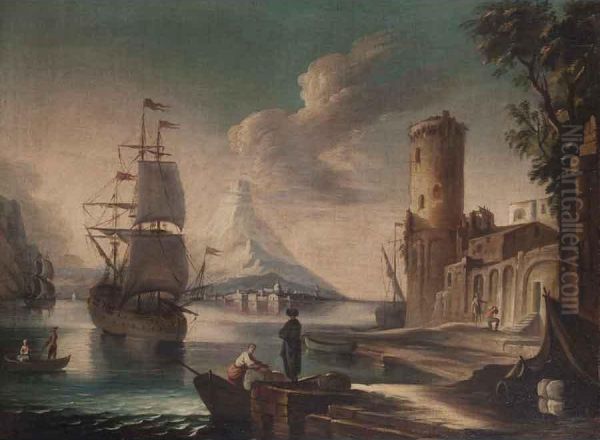 Paesaggio Con Nave, Figure E Torre D'avvistamento - view 1