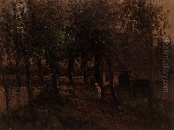 A Peasant Woman On A Path In A Wooded Landscape - view 1