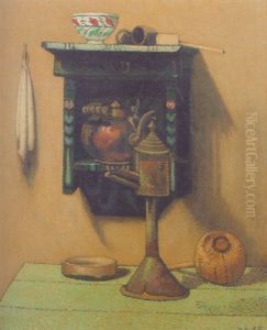 A Still Life With Kettle And Snotneus by Henri Van Daalhoff