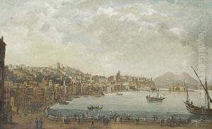 Naples And The Riviera Di Chiaia From Theconvento Di Sant'antonio, With Mount Vesuvius In The Distance