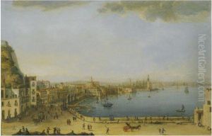 Naples, A View Of The Strada Di Santa Lucia From Pizzofalcone Tothe Ponte Della Maddalena by Pietro Antoniani