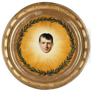 The Head Of Napolean Surrounded By A Laurel Wreath In A Sunburst