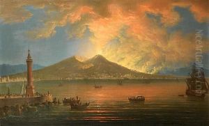 The Bay Of Naples With The Eruption Of Vesuvius Seen From The Riviera Di Chiaia
