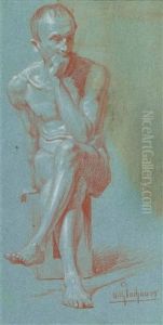 Sitzender Mannerakt by Wilhelm Dachauer