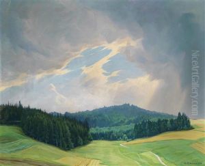 Landschaft Mit Tiefem Horizont by Wilhelm Dachauer